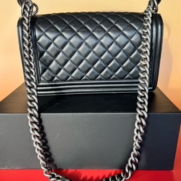 Chanel Black Quilted Leboy Bag , Lambskin leather Silver Accents.COA included - Picture 10 of 16